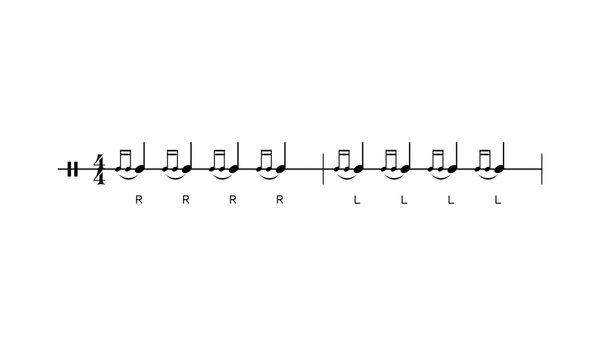 Three-Stroke Ruff drum rudiment notation